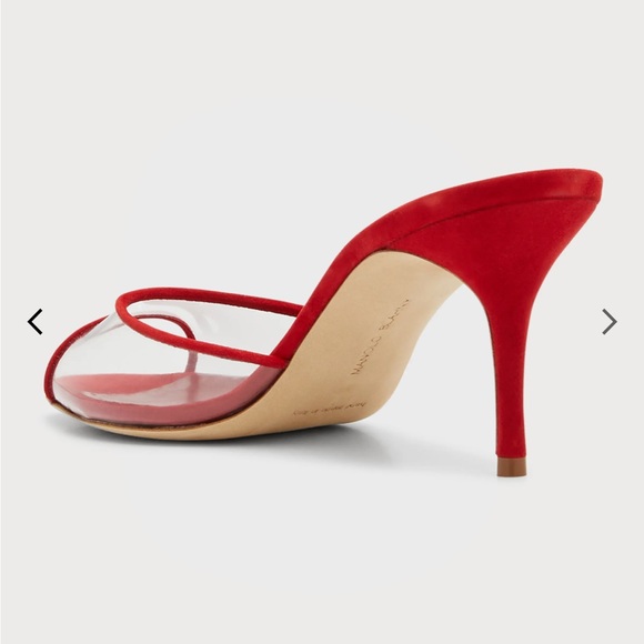 Manolo Blahnik Jadifa 70MM PVC & Suede Mules - Picture 6 of 13